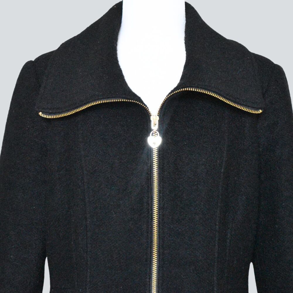 GUESS Women's Wool-Blend Black A-line Fit Swing/Trench Coat Size XL - Picture 5 of 10
